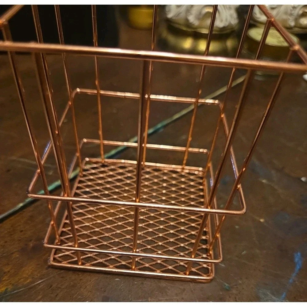 Copper Pencil Pen Cup Wire Metal Desk Organization  MCM